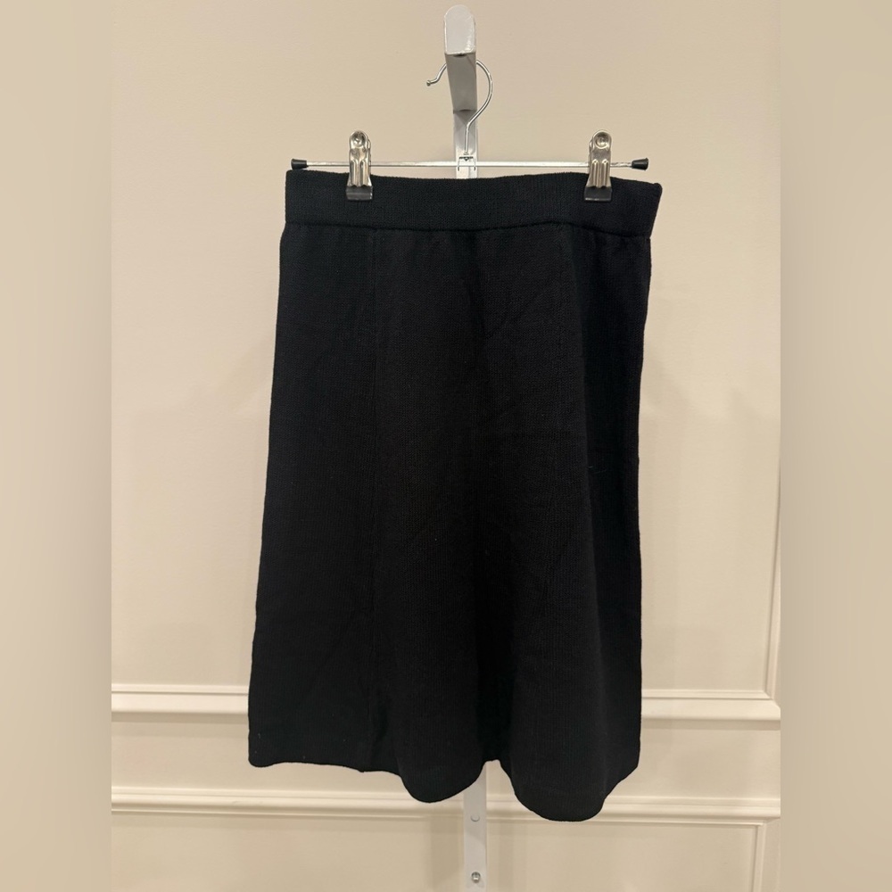 St. John Collection Marie Gray Black Santana Knit A-Line Skirt
